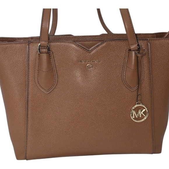 LIKE NEW AUTHENTIC MICHAEL KORS DESIGNER MEDIUM PEBBLED LEATHER TOTE BAG LUGGAGE - Picture 3 of 11